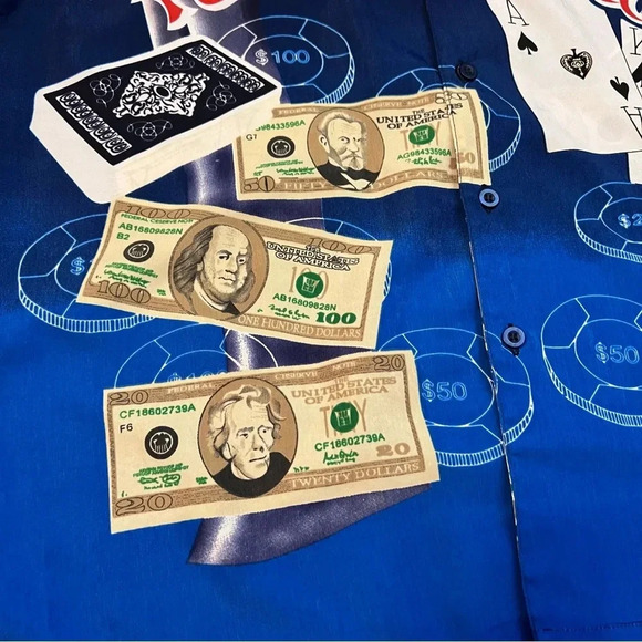 J/E/T Strtwr Texas Hold ‘Em Cards Deck Poker Button Down at Shirt Medium - Picture 7 of 8